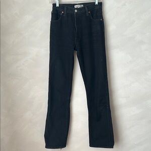 Redone Levi’s black jeans size 25 high rise long inseam straight leg 90s